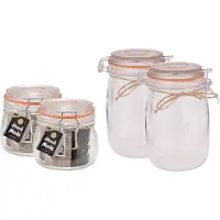 Svenska Living Weckpotten/inmaakpotten - set 4x - 500/1000 ml - glas - met beugelsluiting - 2 formaten - Voorraadpot