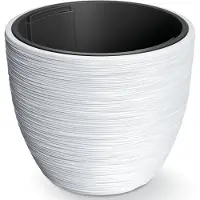 Prosperplast Plantenpot/bloempot Furu Stripes - buiten/binnen - kunststof - wit - D35 x H35 cm - Plantenpotten