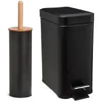Zeller Badkamer/toilet accessoires - WC-borstel/pedaalemmer 5L- zwart - Badkameraccessoireset