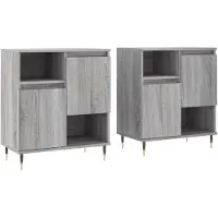 vidaXL Dressoirs 2 st bewerkt hout grijs sonoma eikenkleurig