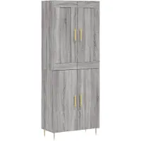 vidaXL Hoge kast 69,5x34x180 cm bewerkt hout grijs sonoma eikenkleurig