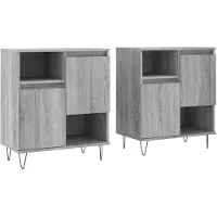 vidaXL Dressoirs 2 st bewerkt hout grijs sonoma eikenkleurig