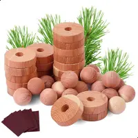 Awemoz Mottenballen 40 Stuks + 10 Stuks Schuurpapier - Cederhout tegen motten - Motten Bestrijden - Mottenval