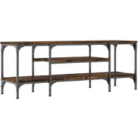 vidaXL Tv-meubel 121x35x45 cm bewerkt hout en ijzer gerookt eikenkleur