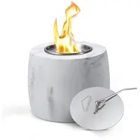 Homezie Tafelhaard - Voor binnen & buiten - Rond marble - Bio ethanol sfeerhaard - Terrashaard