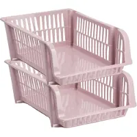 Forte Plastics Plasticforte Stapelbare opbergmand - 4x - Oudroze - 20L - kunststof - Opbergmanden