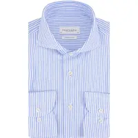 Profuomo Japanese Knitted Jersey shirt blauw, Gestreept