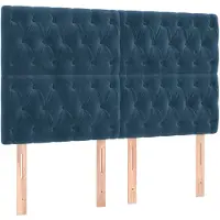 vidaXL Hoofdbord donkerblauw 160x7x118/128 cm fluweel