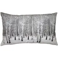 Clayre & Eef Kussenhoes 30x50 cm Grijs Polyester Rechthoek Boom Sierkussenhoes Grijs Sierkussenhoes