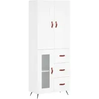 vidaXL Hoge kast 69,5x34x180 cm bewerkt hout wit