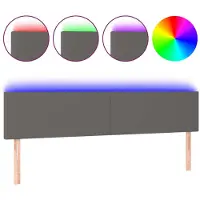 vidaXL Hoofdbord LED 200x5x78/88 cm kunstleer grijs