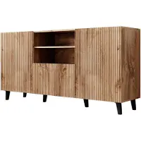 Meubella | Dressoir eiken 151x42x83 cm zwarte pootjes