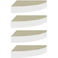vidaXL Hoekwandschappen 4 st 35x35x3,8 cm MDF eikenkleurig en wit
