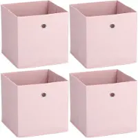 Zeller opbergmand/kastmand - 4x - 22 liter - lichtroze - 28 x 28 x 28 cm - Opbergmanden