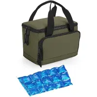 Bagbase Kleine koeltas/lunch tas - incl. koelelement - 24 x 17 x 17 cm - 2 vakken - military groen - Koeltas