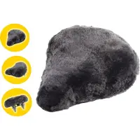 Discountershop Zadelhoes Schapenvacht grijze 100% schapenvacht fietszadelhoes - zacht en comfortabel zadeldek voor uw fietsstoeltje - ademend en vochtafvoerend schapenvachtmateriaal