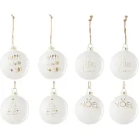 J-Line kerstbal 2+2+2+2 Tekst Kerstmis - glas - wit/goud - doos van 8