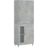 vidaXL Hoge kast 69,5x34x180 cm bewerkt hout betongrijs