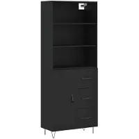 vidaXL Hoge kast 69,5x34x180 cm bewerkt hout zwart