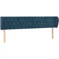 vidaXL Hoofdbord met randen 183x23x78/88 cm fluweel donkerblauw