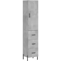 vidaXL Hoge kast 34,5x34x180 cm bewerkt hout betongrijs