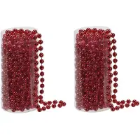 Othmar decorations kralenslinger - 2x st - rood - 800 cm - kunststof - Kerstslingers