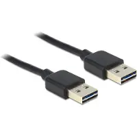 DeLOCK Easy-USB-A naar Easy-USB-A kabel - USB2.0 - tot 2A / zwart - 3 meter