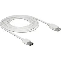 DeLOCK Easy-USB-A naar USB-A verlengkabel - USB2.0 - tot 2A / wit - 3 meter
