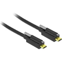 DeLOCK USB-C naar USB-C kabel met 1 schroef - USB3.2 (tot 10 Gbit/s) - PD tot 20V/3A - video tot 8K 30Hz / zwart - 1 meter