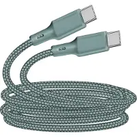 BigBen Interactive USB-C naar USB-C kabel - Recyclebaar - Gevlochten katoen - 3A - 2 meter - Groen