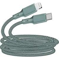 Just Green Kabel - - Recycleerbaar in katoen USB C/Lightning 2 m - Opladen en synchronisatie - Nachtgroen