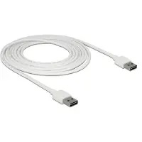 DeLOCK Easy-USB-A naar Easy-USB-A kabel - USB2.0 - tot 2A / wit - 3 meter