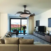 Schuller Valencia Plafondventilator Enzo met LED dimbaar, CCT zwart Enzo, dimbaar, zwart, Woon-/ Eetkamer, metaal, Modern