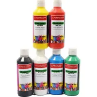 Merkloos Plakkaatverf Set 6x250 ML - Waterbasis, Uitwasbaar, Kindvriendelijk - Geschikt voor Papier en Hout - Diverse Kleuren