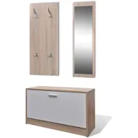 vidaXL 3-in-1 houten schoenenkast set (eiken / wit) online kopen