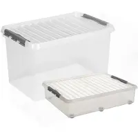 Sunware opslagboxen met deksel - 2x stuks - kunststof - 60 L en 62 L - Opbergbox