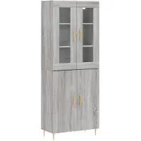 vidaXL Hoge kast 69,5x34x180 cm bewerkt hout grijs sonoma eikenkleurig