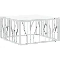 vidaXL Salontafel 80x80x40 cm roestvrij staal en glas zilverkleurig