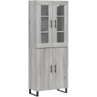 vidaXL Hoge kast 69,5x34x180 cm bewerkt hout grijs sonoma eikenkleurig
