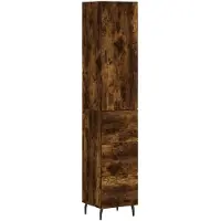 vidaXL Hoge kast 34,5x34x180 cm bewerkt hout gerookt eikenkleurig