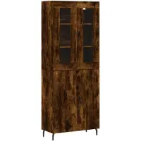 vidaXL Hoge kast 69,5x34x180 cm bewerkt hout gerookt eikenkleurig