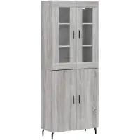 vidaXL Hoge kast 69,5x34x180 cm bewerkt hout grijs sonoma eikenkleurig