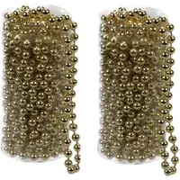 Othmar decorations 2x stuks kerstboom kralenslingers goud 8 meter kerstslingers - Kerstslingers
