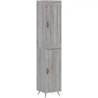 vidaXL Hoge kast 34,5x34x180 cm bewerkt hout grijs sonoma eikenkleurig