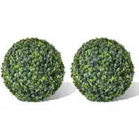 vidaXL Kunstmatige Buxusballen Set - 2 stuks, 35 cm, Gemengd Groen