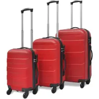 vidaXL 3-delige Kofferset hard 45,5/55/66 cm rood