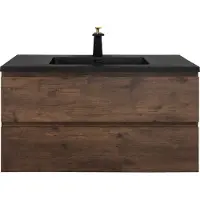 Guido Gusto Badkamermeubel Summer 100cm walnoot met zwarte wastafel