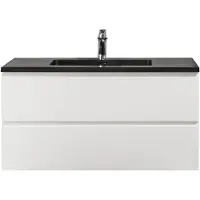 Guido Gusto Badkamermeubel Summer 100cm hoogglans wit met zwarte wastafel
