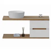 Guido Gusto Badkamermeubel Mio 120cm eiken met hoogglanswit ladefront en één waskom