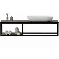 Guido Gusto Badkamermeubel Diego 120cm mat zwart stalen frame met één opbouwkom mat wit